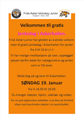 Velkommen til Frisk Asker Jr sin jentetreing